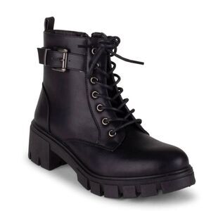 New Wanted SUPERCROSS Lace Up Chunk Heel Ankle black lace Combat Boots size 7.5